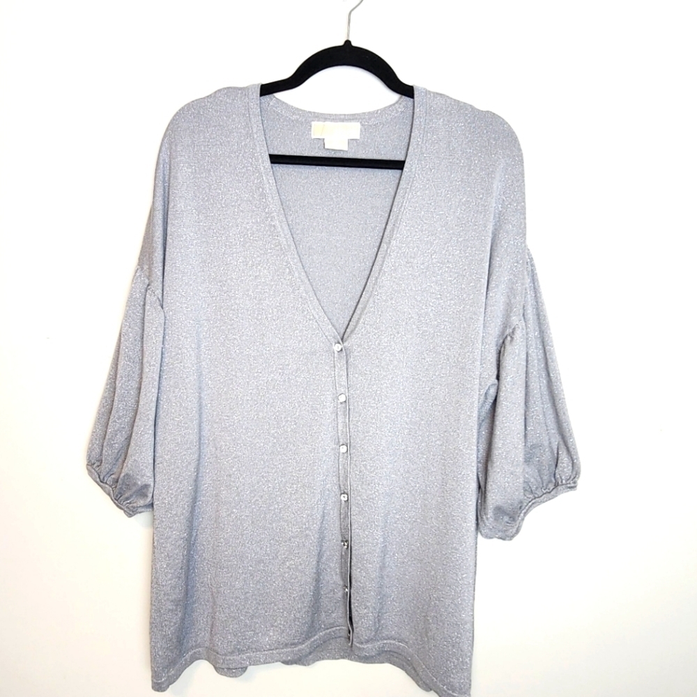 Michael by Michael Kors silver metallic cardigan size 2 XL
